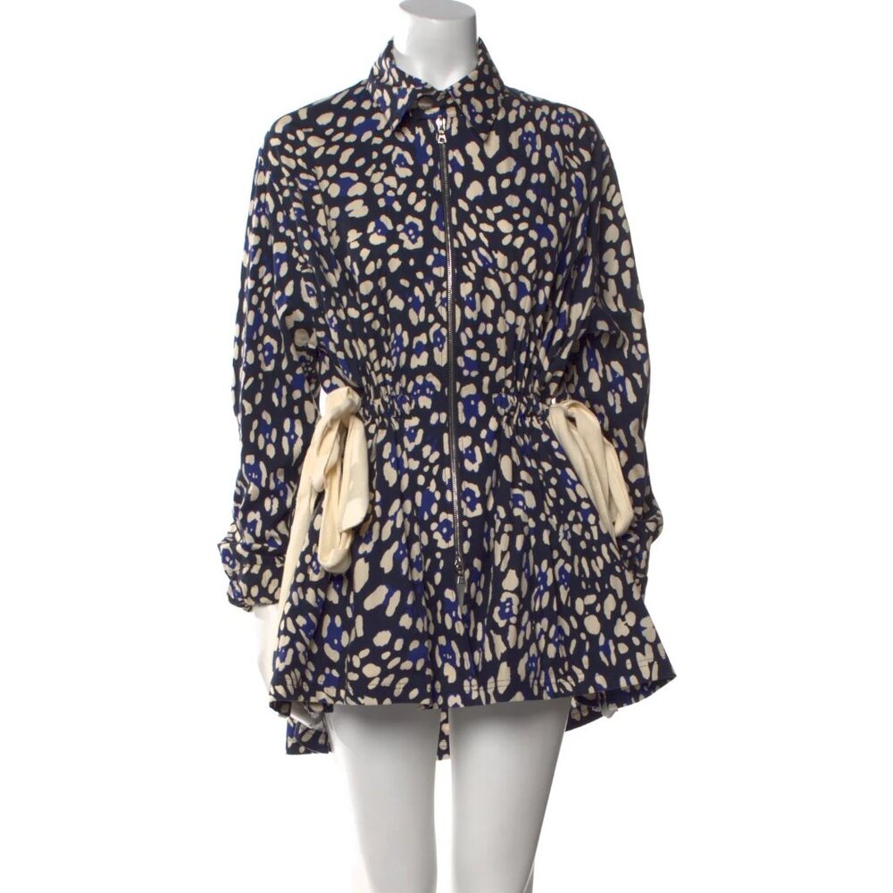 ADAM LIPPES Leopard Print Cotton Poplin Anorak Size Small - Brown Multi